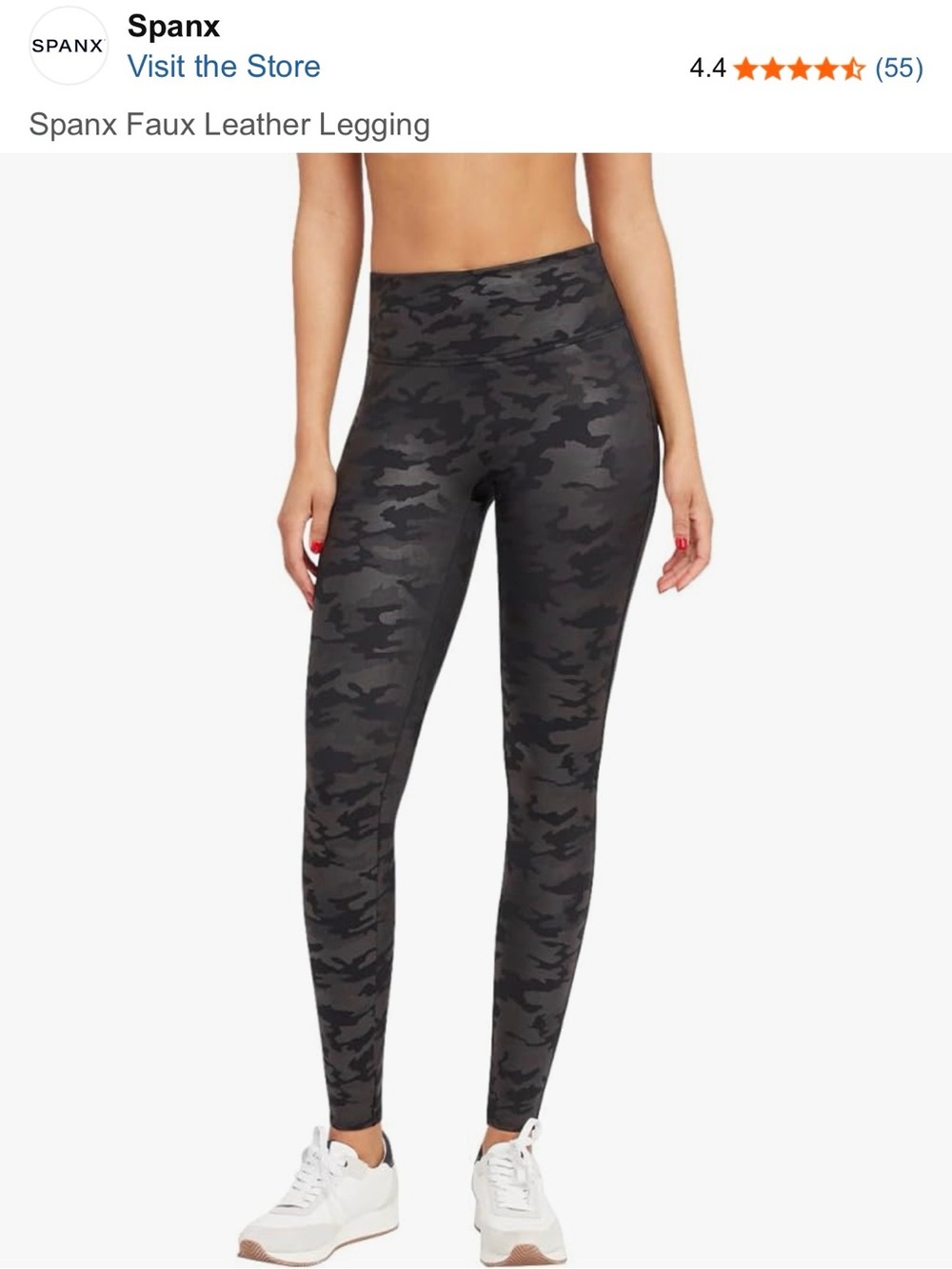 SPANX Black Tonal Camo Faux-Leather High-Waist Leggings